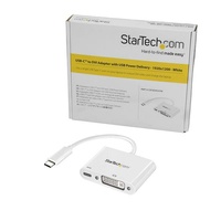 StarTech USB C to DVI Adapter, USB Power Delivery, 1920x1200, White - CDP2DVIUCPW