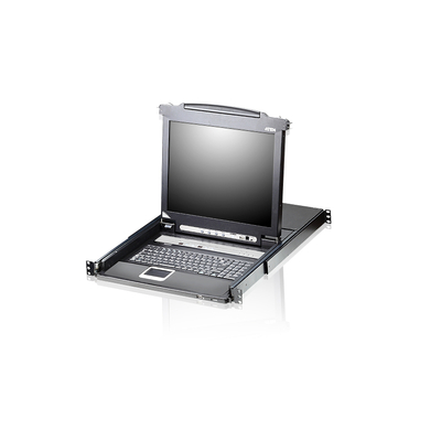 Aten Rackmount KVM Switch Single Rail 16 Port VGA PS/2-USB w/ 19' LCD Display, 2x Custom KVM Cables, 1280x1024@75hz Display, LED Illumination