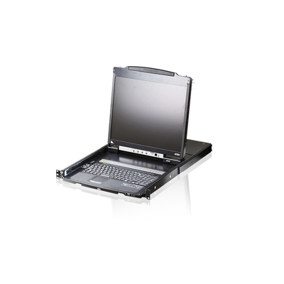 Aten Rackmount Dual Rail LCD Console VGA PS/2-USB w/ 19' LCD Display, 1x Custom KVM Cable Included, 1280x1024@75hz Display, LED Illumination