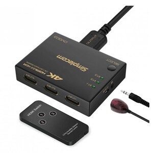 Simplecom CM303 3 Way HDMI 2.0 Switch 3 In 1 Out Splitter HDCP 2.0 4K 60Hz HDR