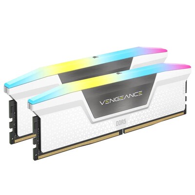 Corsair CMH32GX5M2B5200C40W VENGEANCE RGB 32GB (2x16GB) DDR5 DRAM 5200MHz C40 Memory Kit - White