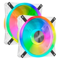 Corsair iCUE QL140 RGB White 140mm PWM Fan - Dual Pack with Lighting Node CORE