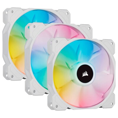 Corsair iCUE SP120 RGB ELITE White 120mm PWM Fan - 3 Pack + Lighting Node CORE