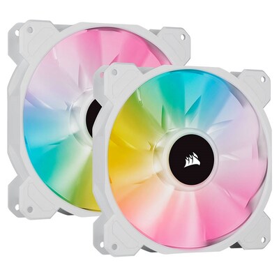 Corsair iCUE SP140 RGB ELITE White 140mm PWM Fan - 2 Pack + Lighting Node CORE