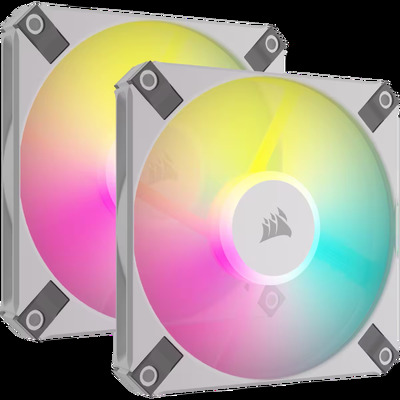 Corsair AF120 RGB SLIM 120mm PWM Fan, White, Dual Pack