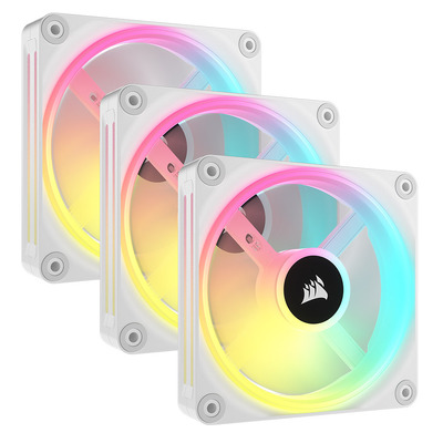 Corsair iCUE LINK QX120 RGB PWM 120mm White Fan, 3-Pack Starter Kit