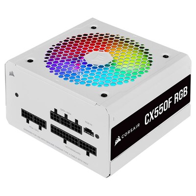 Corsair CX Series CX550F 550W RGB 80+ Bronze Fully Modular Power Supply - White