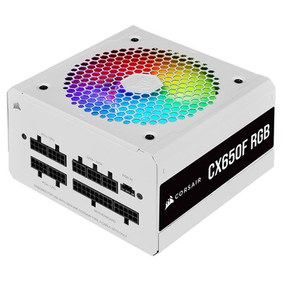 Corsair CX Series CX650F 650W RGB 80+ Bronze Fully Modular Power Supply - White