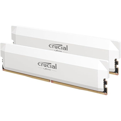 Crucial Pro DDR5-6400 32GB Kit (16GBx2) UDIMM: OC Gaming Memory White - CP2K16G64C38U5W