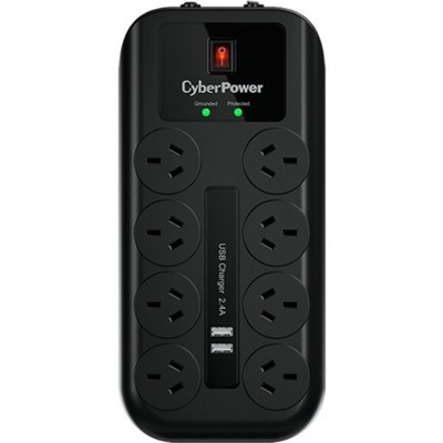 CyberPower CPSURGE08USB-ANZ Surge Suppressor/Protector - 8 x AU, 2 x USB 