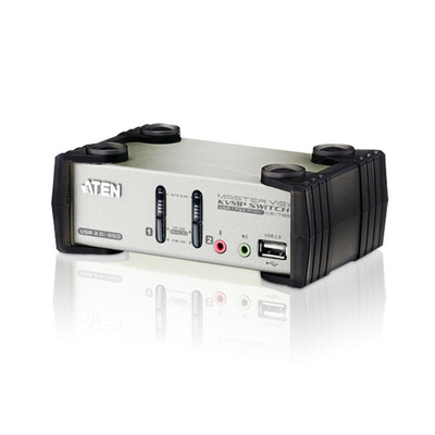 Aten Desktop KVMP Switch 2 Port Single Display VGA w/ audio & OSD, 2x Custom KVM Cables Included, 2x USB Port, Selection Via Front Panel