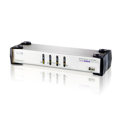 Aten Desktop KVMP Switch 4 Port Dual Display VGA w/ audio, 4x Custom KVM Cables Included, 2x USB Port, Selection Via Front Panel