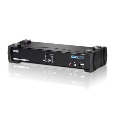 Aten Desktop KVMP Switch 2 Port Single Display DVI w/ 7.1 audio, 2x Custom KVM Cables Included, 2x USB Port, Selection Via Front Panel