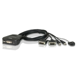 ATEN CS22D 2 Port USB DVI Cable KVM Switch with Remote Port Selector