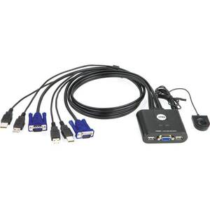 ATEN CS22U 2 Port USB VGA Cable KVM Switch with Remote Port Selector