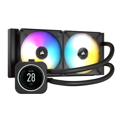 Corsair iCUE H100i ELITE 240mm RGB AIO Liquid CPU Cooler with LCD - Black