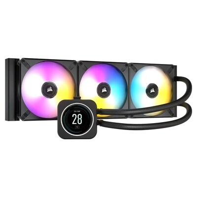 Corsair iCUE H150i ELITE 360mm RGB AIO Liquid CPU Cooler with LCD - Black