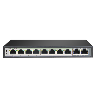 D-Link 10-Port Gigabit PoE Switch with 8 Long Reach PoE Ports and 2 Uplink Ports - DGS-F1010P-E