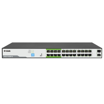 D-Link 26-Port Gigabit PoE Switch with 24 PoE+ Ports and 2 SFP Uplinks - DGS-F1026P-E