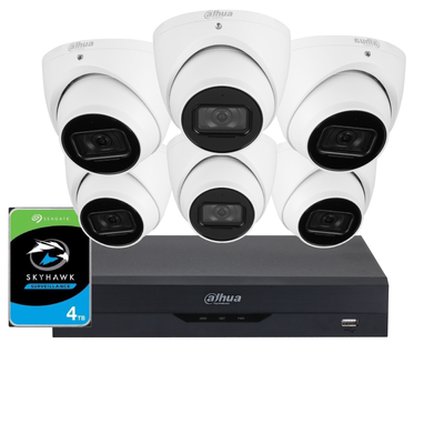 DAHUA 6MP Surveillance KIT with 6x HDW3666EMP-S-AUS + 1x NVR4108HS-8P-AI/ANZ 1x 4TB HDD