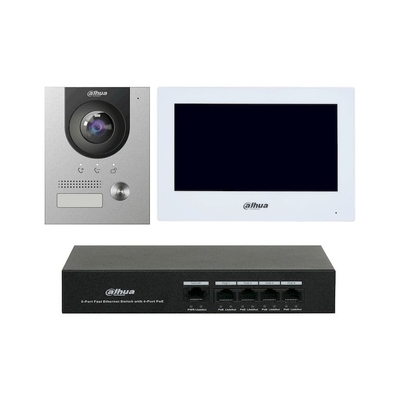 Dahua IP Villa Intercom Kit Surface mount White - With VTH2421 monitor - DHI-KTP01L-S