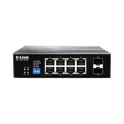 D-Link 10-Port Gigabit Industrial PoE+ Switch with 8 PoE ports &amp; 2 SFP ports - DIS-F100G-10PS-E