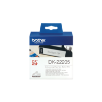 DK-Genuine Brother DK-22205 Continuous Paper Label Roll – Black on White, 62mm wide