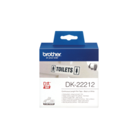 Genuine Brother DK-22212 Continuous Film Label Roll – Black on White, 62mm