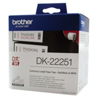 Brother LBF797024 WHITE CONTINUOUS PAPER ROLL 62MM X 15.24M (WITH BLACK/RED PRINT)