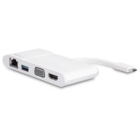 StarTech USB-C Multiport Adapter for Laptops - 4K HDMI or VGA - GbE - USB 3.0 - White and Silver DKT30CHVW