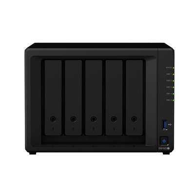Synology DiskStation DS1522+ 5-Bay 3.5" Diskless 4xGbE NAS (Tower), AMD Ryzen R1600 dual core 2.6GHz,8GB RAM,2xUSB3,2x eSATA
