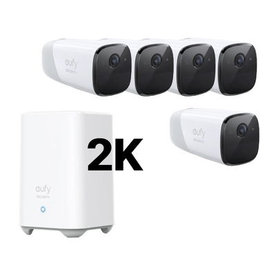 Eufy Cam 2 Pro 2K Security Kit 5 Pack - 5 x 2K Eufy Camera Units + 1 x Ai Homebase2 Unit