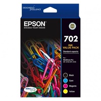 Epson 702 Standard Capacity DURABrite Ultra CMYK Ink Cartridge Pack