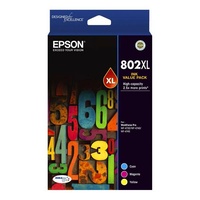 Epson 802XL High Capacity DURABrite Ultra CMY Colour Ink Cartridge Pack