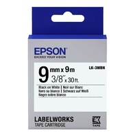 Epson Label Tape 9mm Black on White - 9 metres