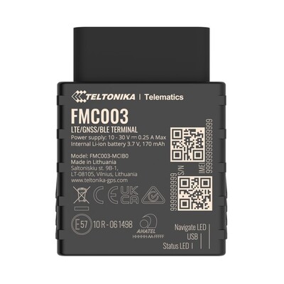 Teltonika FMC003 Advanced Plug and Track real-time tracking terminal with GNSS, GSM and Bluetooth connectivity
