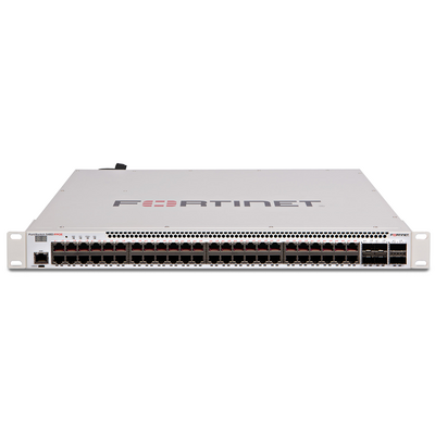 FORTINET FS-548D LAYER 2/3 FORTIGATE SWITCH CONTROLLER COMPATIBLE SWITCH WITH 48XGE RJ45 PORTS 4X10 GE SFP+ AND 2X40 GE QSFP+. DUAL AC POWER SUPPLIES.