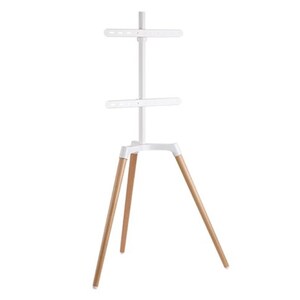 Brateck Pastel Easel Studio TV Floor Tripod Stand For Most 50''-65'' Flat Panel TVs  -- Matte White & Beech