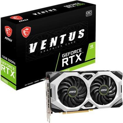MSI NVIDIA GeForce RTX 2060 Graphic Card - 12 GB GDDR6 - GEFORCE RTX 2060 VENTUS 12G OC