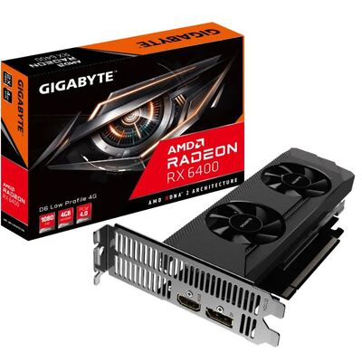 Gigabyte AMD Radeon RX 6400 D6 LOW PROFILE 4G GDDR6, PCI-E 4.0, DisplayPort 1.4 x1, HDMI 2.1 x1