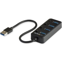 StarTech 4-Port USB 3.0 Hub - 4x USB-A with Individual On/Off Switches HB30A4AIB