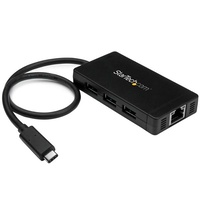 StarTech 3 Port USB 3.0 Hub with USB-C and GbE, USB Type-C, USB C Hub - HB30C3A1GE