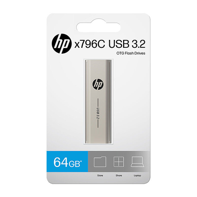 HP x796C 64GB USB 3.2 Type-A & Type-C Flash Drive, Light Gold