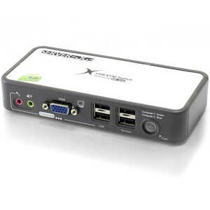 SERVEREDGE 2-Port USB / VGA Desktop KVM Switch With Audio & USB Hub2.0  - Includes Cables