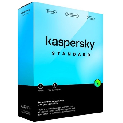 Kaspersky Standard Physical Card (3 Device, 1 Account, 1 Year) Supports PC, Mac, & Mobile - KL1041EOCFS