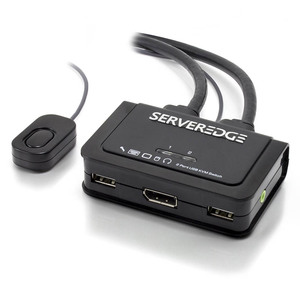 SERVEREDGE 2-Port USB / DisplayPort Cable KVM Switch With Audio & Remote-4K 