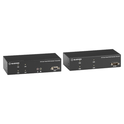 BLACKBOX KVM Extender over Fiber Dual-Head, DVI-I, USB 2.0, Serial, Audio (KVXLCF-200)