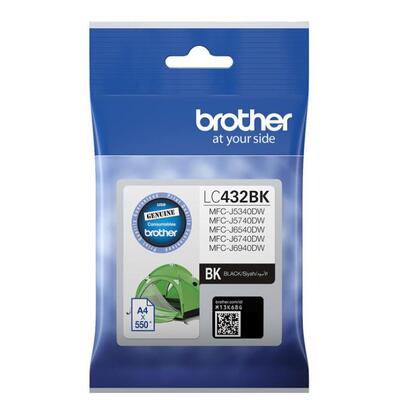 Brother LC432BK Black Ink Cartridge, Up to 550 Page Yield 
