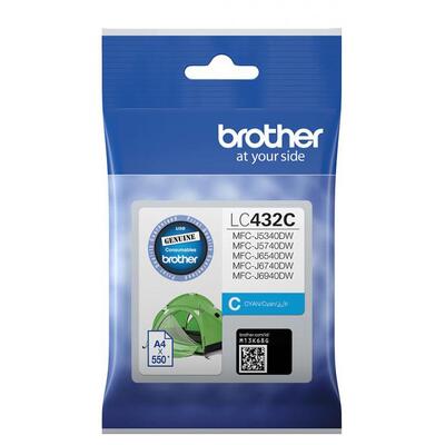 Brother LC432C Cyan Ink Cartridge, Up to 550 Page Yield 
