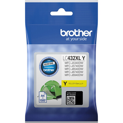 Brother LC432XLY Yellow Ink Cartridge, Up to 1500 Page Yield